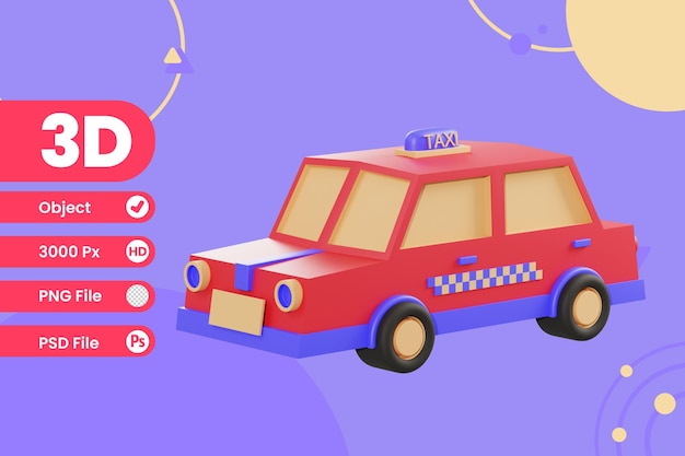 PSD objeto de vehículo de taxi de ilustración 3d