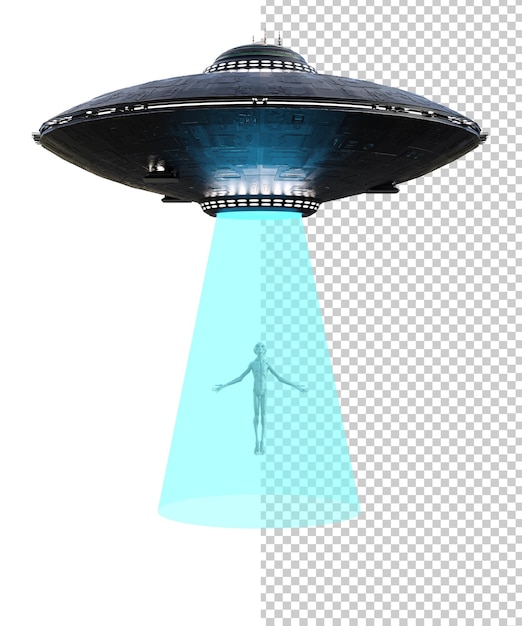 Objeto voador não identificado na renderização 3d de fundo transparente