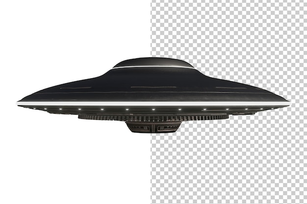 Objeto voador não identificado no fundo transparente renderização 3d