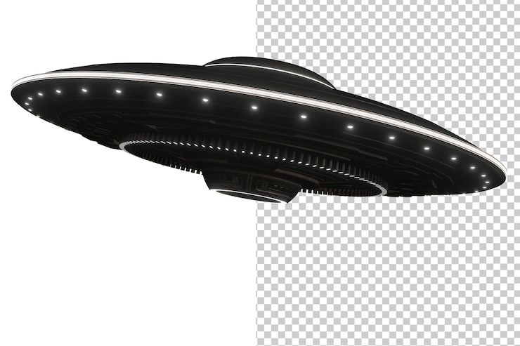 PSD objeto voador não identificado no fundo transparente renderização 3d