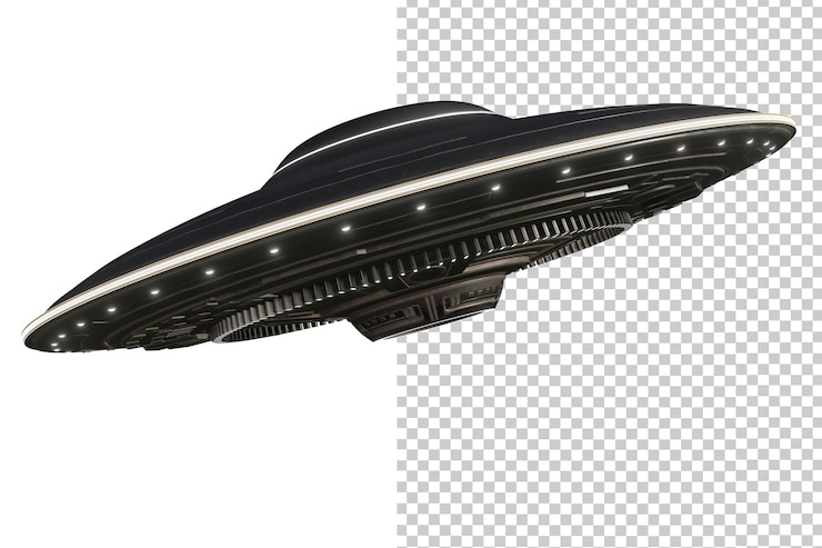 PSD objeto voador não identificado no fundo transparente renderização 3d