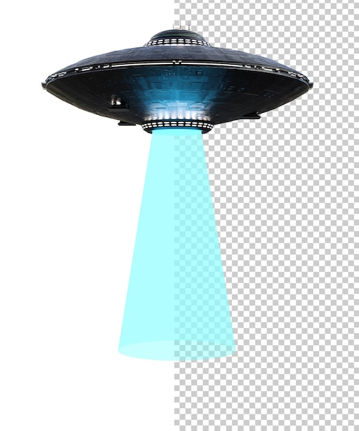 PSD objeto volador no identificado en el fondo transparente render 3d