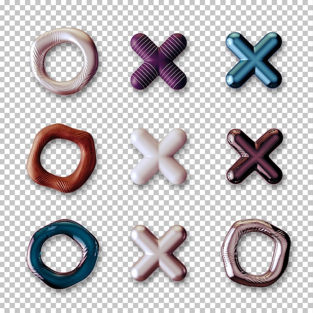Objetos abstractos en 3D con diferentes texturas Conjunto con fondo transparente Activo
