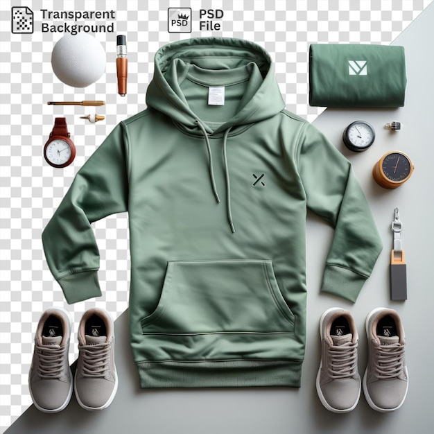 PSD objetos de moda isolados hoodie e calçado masculino para guias de estilo fundo transparente