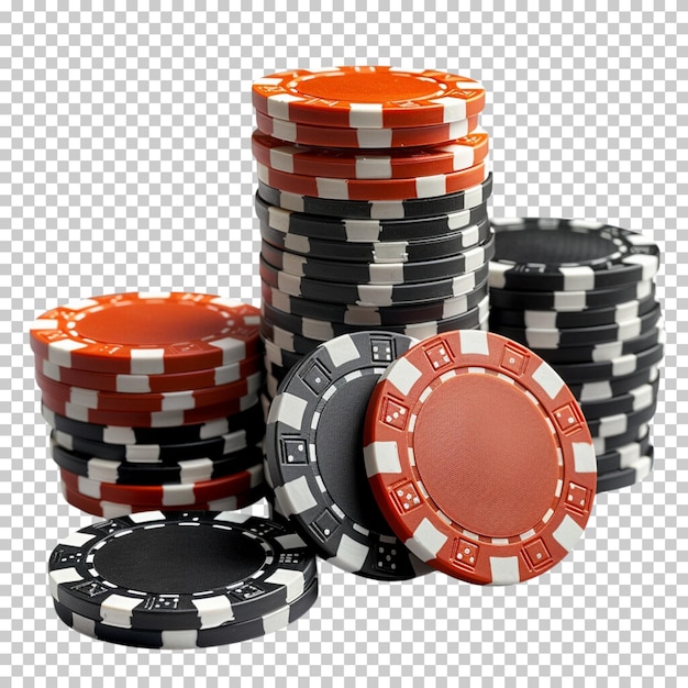 PSD des objets de casino réalistes, des pièces d'or, du jackpot, des jetons de casino, du poker, de la roulette sur un fond transparent.
