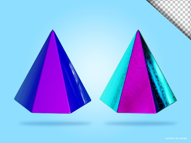 PSD objets de formes géométriques colorées de rendu 3d isolés