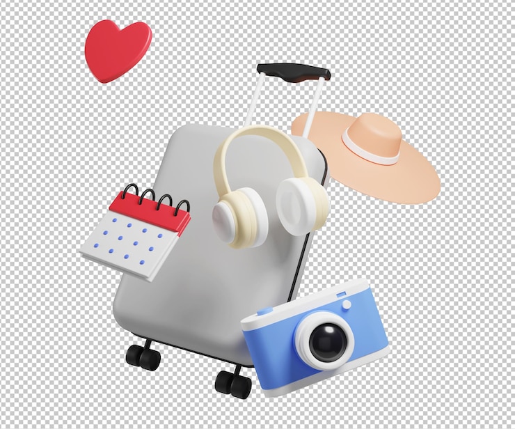 PSD objets de kit de vacances d'été illustration 3d