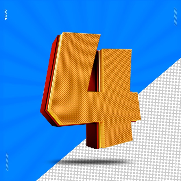 Oblea de fuente número 4 de procesamiento 3d