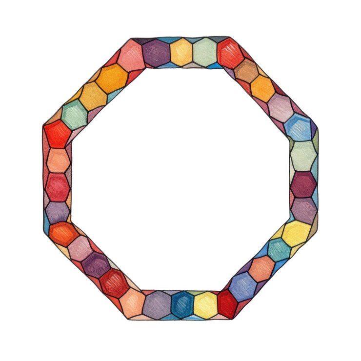 PSD obra de arte moderna, simples e simétrica de cores vivas em forma geométrica aig35