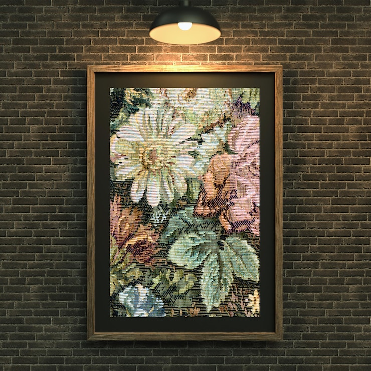 PSD obras de arte de tapeçaria floral