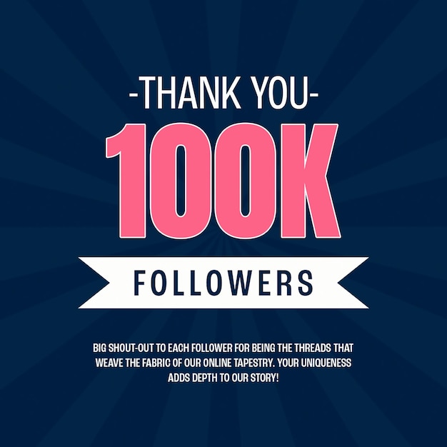 Obrigado 100k Design de tipografia para mídia social Instagram Post