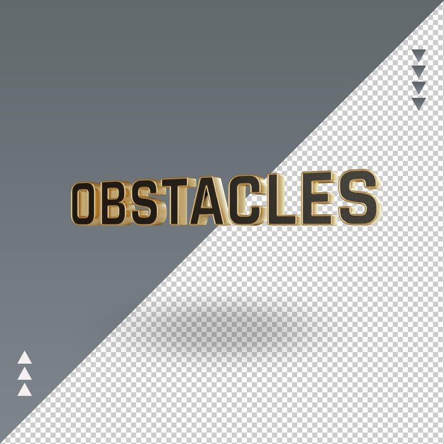 PSD obstacles 3d icône or noir rendu vue droite