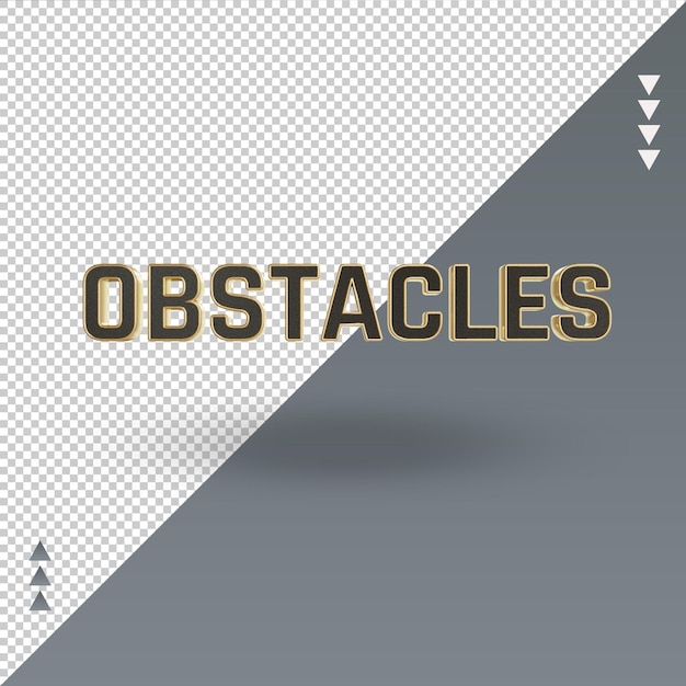 PSD obstacles 3d icône or noir rendu vue de face