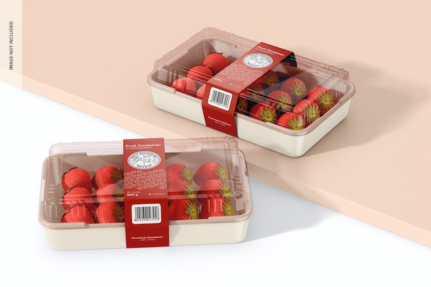 Obstbehälter mit label mockup