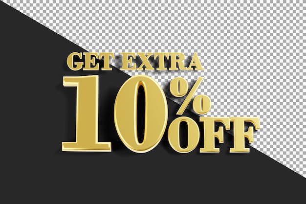 Obtenha 10% de desconto extra com a renderização 3d dourada isolada