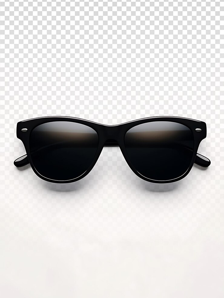 Occhiali da sole eleganti su uno sfondo bianco minimalista