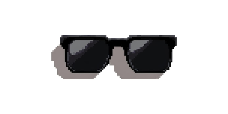 PSD occhiali da sole neri pixel art isolati su uno sfondo trasparente