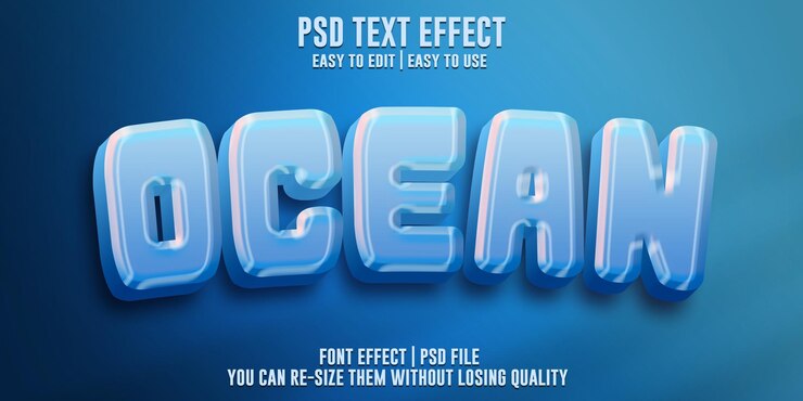 PSD ocean 3d editable text effect
