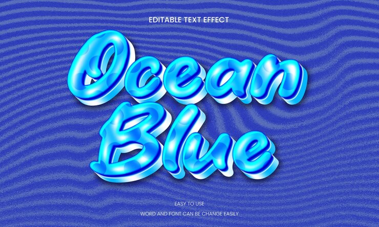 PSD ocean blue editable text effect