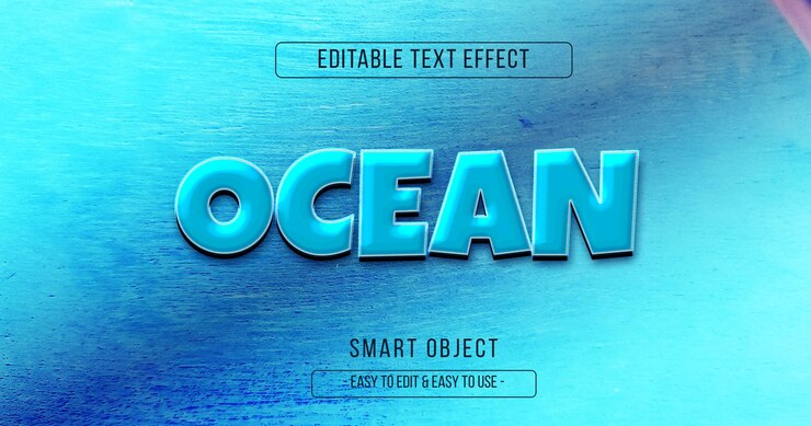PSD ocean blue water text effect