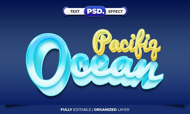 PSD ocean editable text effect template