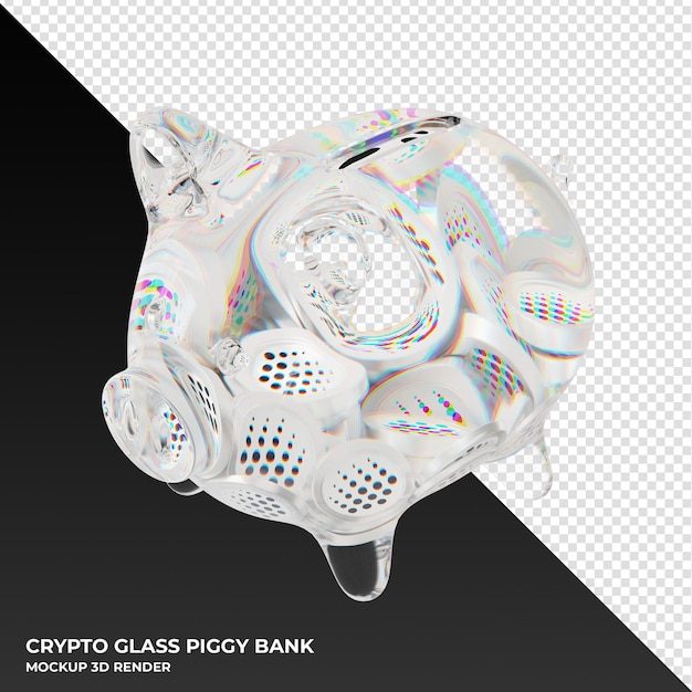 Ocean Protocol OCEAN hucha de vidrio con crypto monedas ilustración 3d