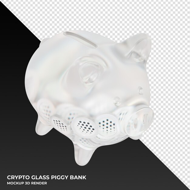 Ocean Protocol OCEAN hucha de vidrio con crypto monedas ilustración 3d