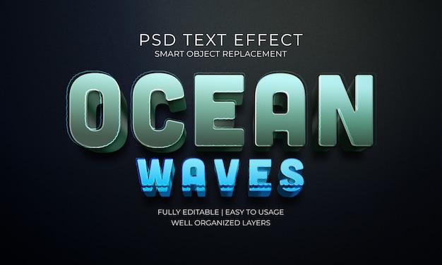 PSD ocean waves text efecto