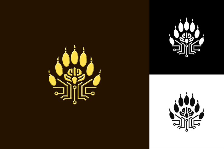 PSD ocelot paw print con pétalos de pájaro del paraíso y simplify d diseño vectorial de ilustraciones creativas