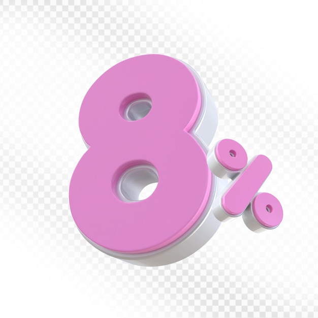 Ocho por ciento de oferta rosa en 3D