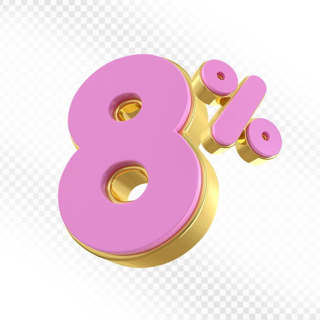 Ocho por ciento de oferta rosa en 3D