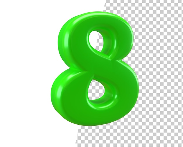 Ocho número 8 días texto verde icono 3d render