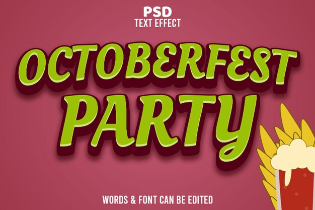 october fest party_editable text effect 3d emboss_style cartone animato