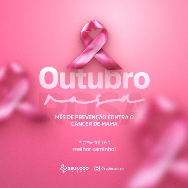PSD octubre rosa mes de prevencao contra o cancer de mama social media psd editavel