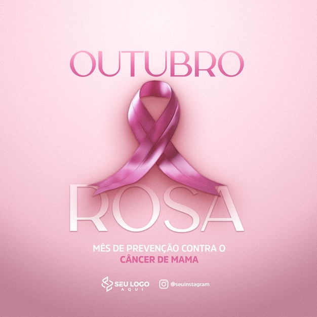 PSD octubre rosa mes de prevencao contra o cancer de mama social media psd editavel