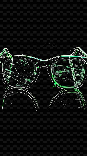 PSD Óculos de néon cintilantes óculos com glitches textura material y2k textura forma arte de decoração de fundo