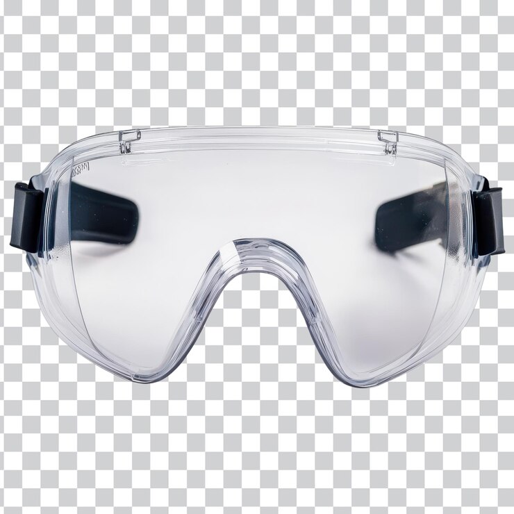 PSD óculos de protecção com visor transparente para segurança e protecção ocular em fundo png transparente