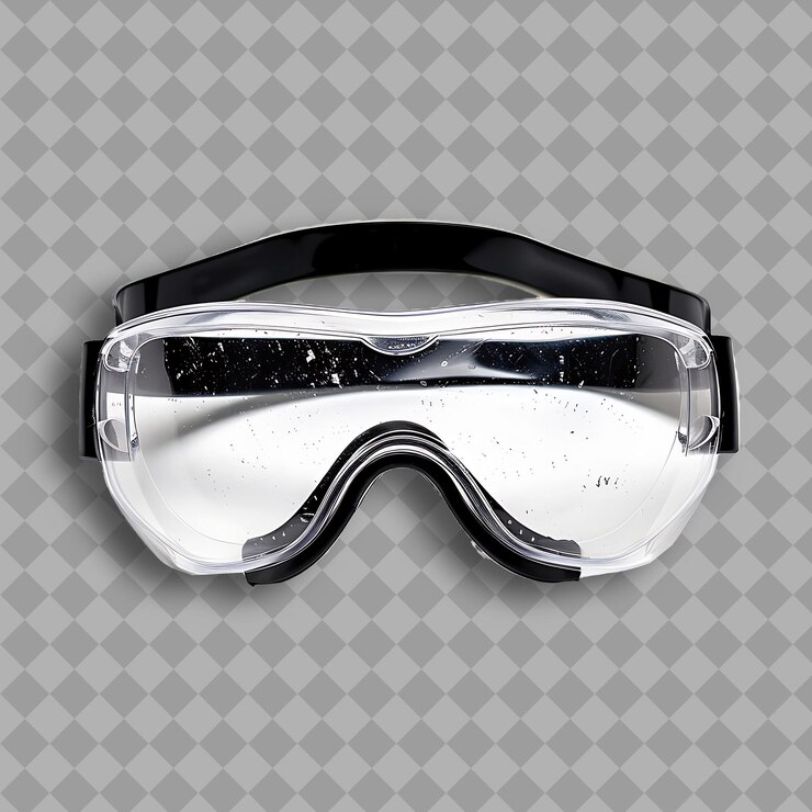 PSD óculos de segurança com lentes de plástico transparente e moldura preta uma ferramenta t png em fundo limpo