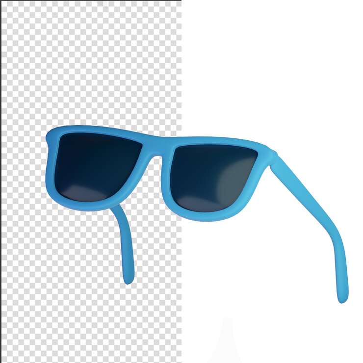 PSD óculos de sol azuis e renderização 3d de objeto óptico de verão de lente preta
