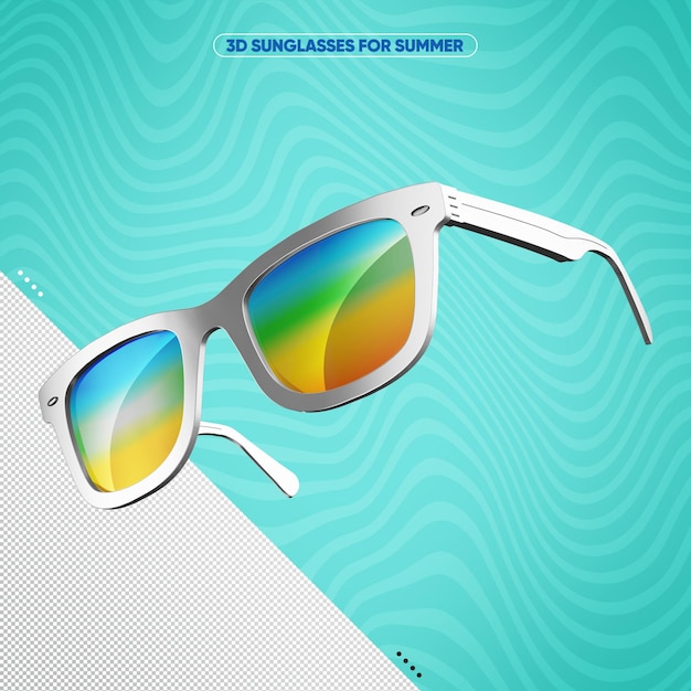 PSD Óculos de sol brancos com lentes coloridas