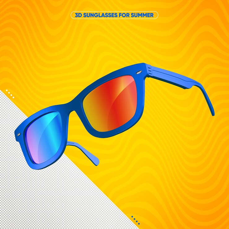 PSD óculos de sol de cor azul com lentes coloridas