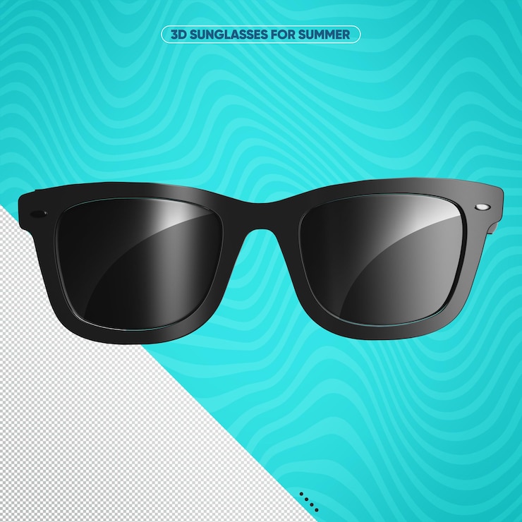 PSD óculos de sol pretos na frente com lentes pretas