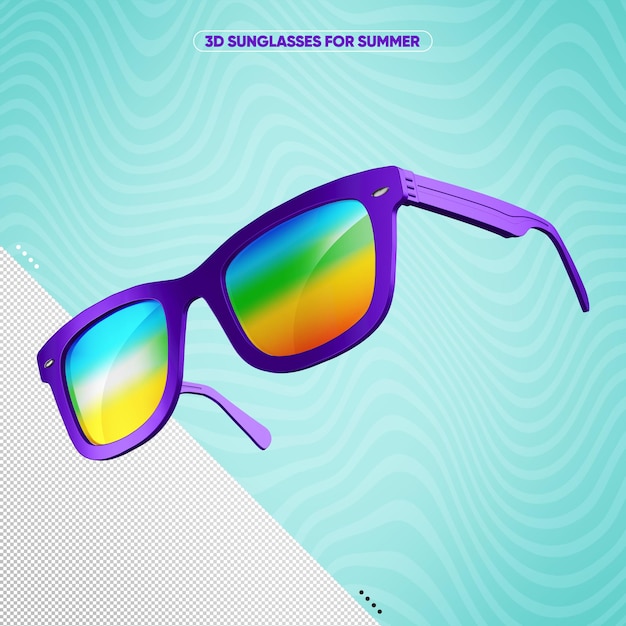 PSD Óculos de sol violeta com lentes coloridas