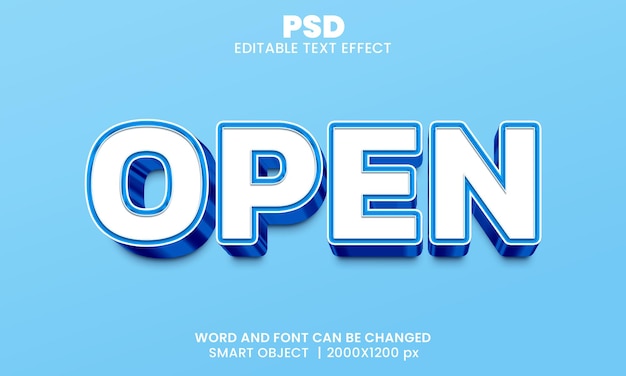 Öffnen sie den bearbeitbaren 3d-texteffekt premium psd mit hintergrund