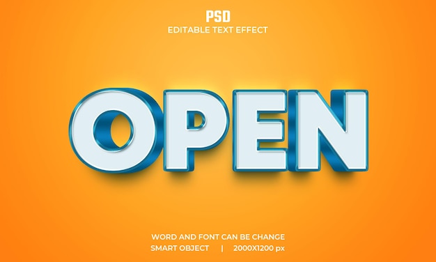 Öffnen Sie den bearbeitbaren 3D-Texteffekt Premium Psd mit Hintergrund