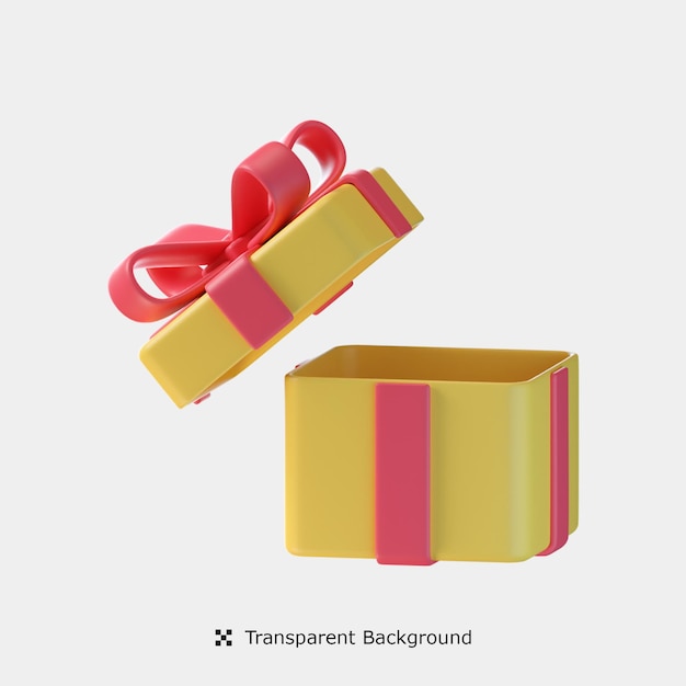 Öffnen sie die 3d-symboldarstellung der geschenkbox