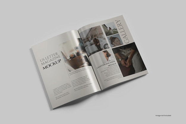Öffnen Sie die Ansicht Us Letter Magazine Mockup