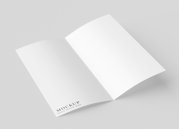 Öffnen Sie die Bifold-Broschüre auf einem hellen Hintergrund