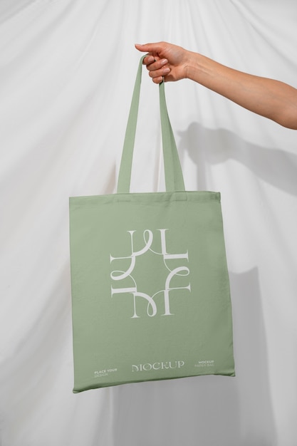 Öko-Grünbeutel-Mockup für nachhaltiges Reisen