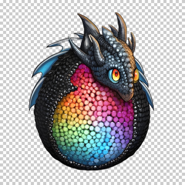 PSD Œuf de dragon coloré isolé sur un fond transparent